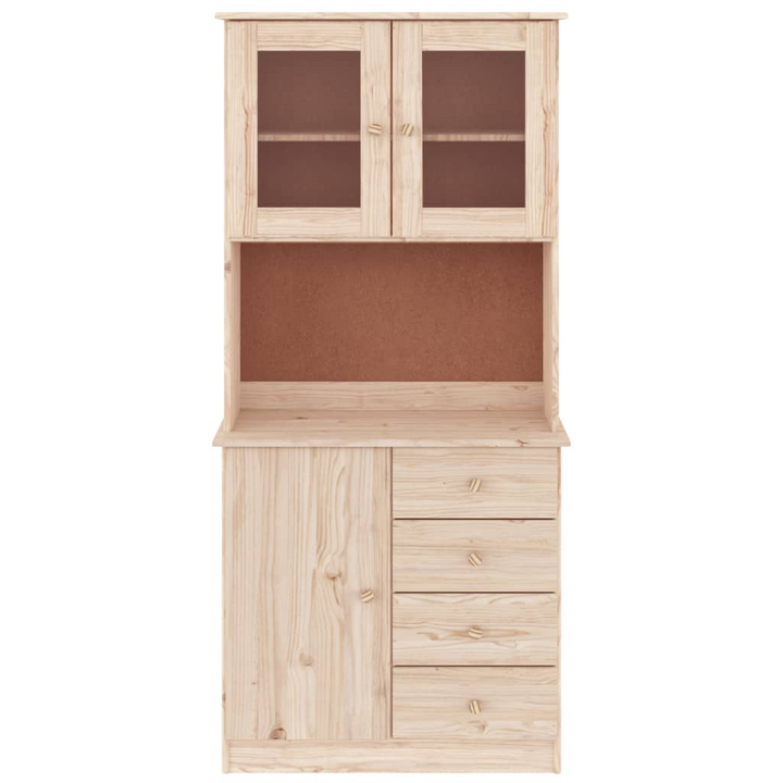 ALTA Highboard - Solid Pine Wood Cabinet with Glass Doors, Drawers & Shelves - 77x35x165 cm - Premium  from Home Treasures - Just £254.99! Shop now at Home Treasures