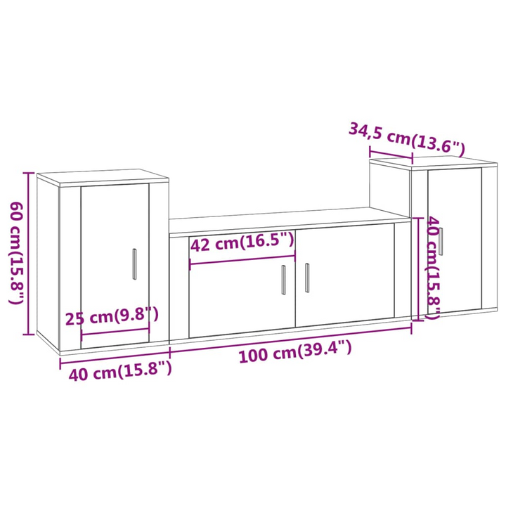 Modern 3 Piece TV Cabinet Set - High Gloss White Engineered Wood, Wall-Mounted Design - Premium  from Home Treasures - Just £143.99! Shop now at Home Treasures