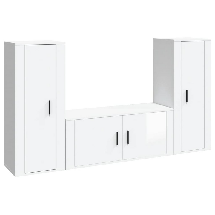 Modern 3 Piece TV Cabinet Set | High Gloss White | Engineered Wood | Wall-Mount or Floor Use - Premium  from Home Treasures - Just £189.99! Shop now at Home Treasures