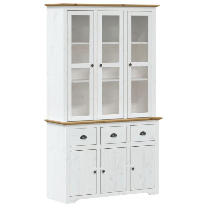 BODO Highboard - Solid Pine Wood, French Style Cabinet, White & Brown, 115.5x43x200.5 cm - Premium  from Home Treasures - Just £520.99! Shop now at Home Treasures