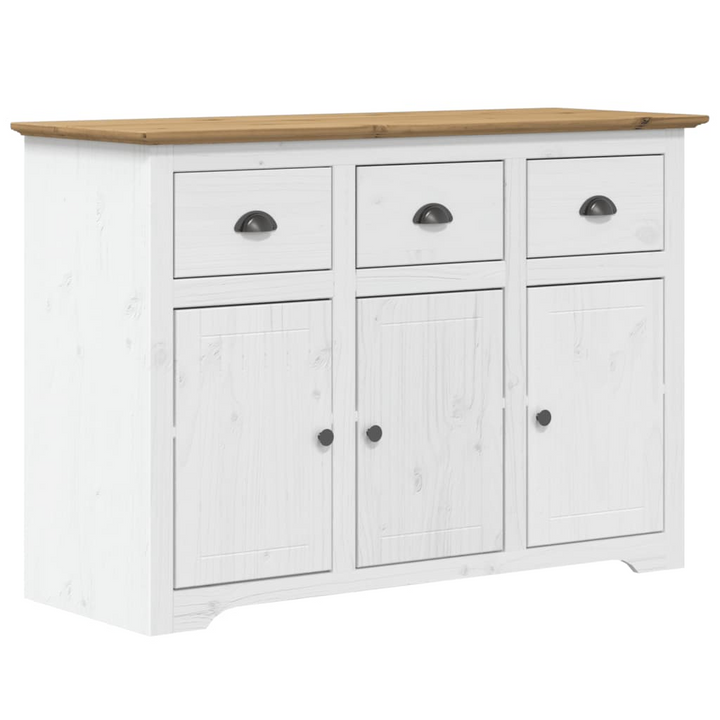 BODO Highboard - Solid Pine Wood, French Style Cabinet, White & Brown, 115.5x43x200.5 cm - Premium  from Home Treasures - Just £520.99! Shop now at Home Treasures