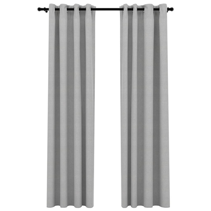 Linen-Look Blackout Curtains with Grommets - 2pcs, Grey, 140x245cm - Premium Light-Blocking Drapes for Privacy and Style - Premium  from Home Treasures - Just £46.99! Shop now at Home Treasures