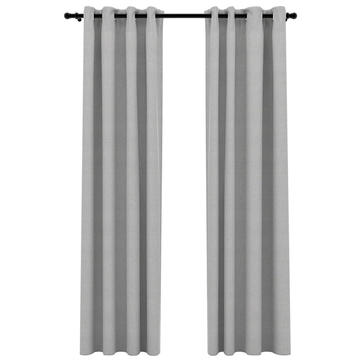 Stylish Linen-Look Blackout Curtains Grey with Grommets - Set of 2, 140x225cm - Ideal for Living Room, Bedroom, and Office - Premium  from Home Treasures - Just £41.99! Shop now at Home Treasures