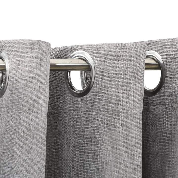 Stylish Linen-Look Blackout Curtains Grey with Grommets - Set of 2, 140x225cm - Ideal for Living Room, Bedroom, and Office - Premium  from Home Treasures - Just £41.99! Shop now at Home Treasures