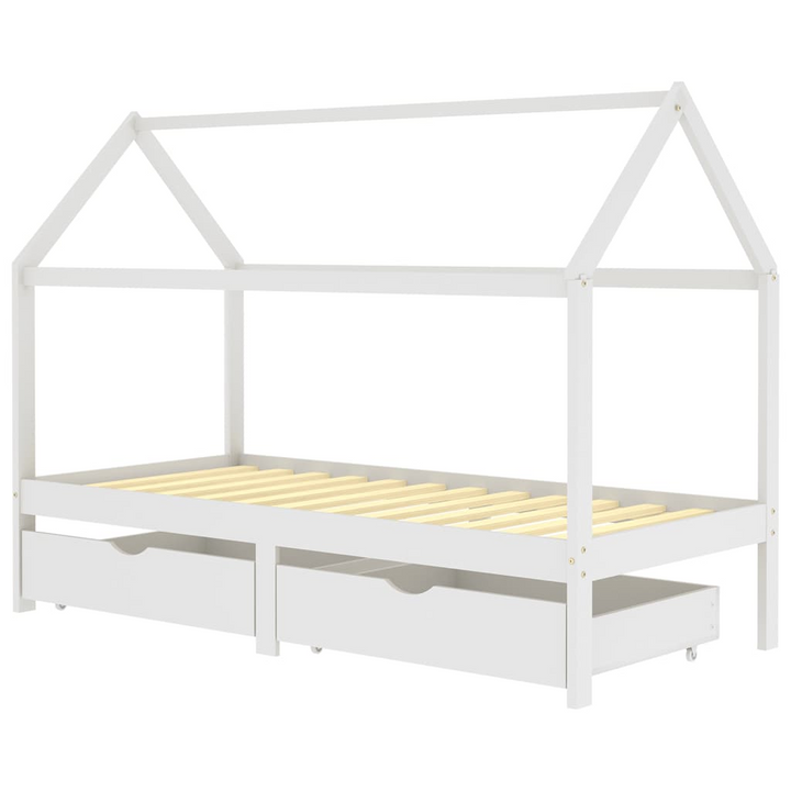 Children's Bed Frame with Drawers White Solid Pine Wood 90x200 cm - Premium  from Home Treasures - Just £221.99! Shop now at Home Treasures