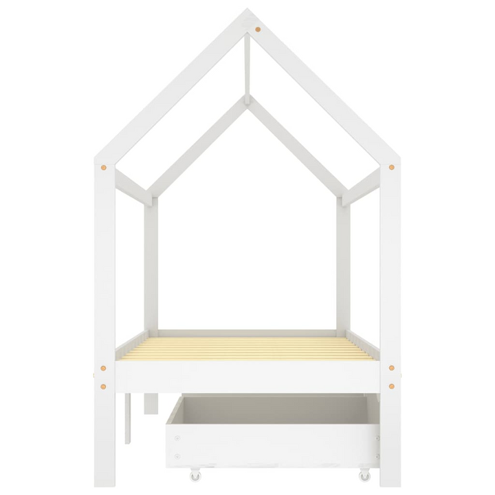 Children's Bed Frame with Drawers White Solid Pine Wood 90x200 cm - Premium  from Home Treasures - Just £221.99! Shop now at Home Treasures