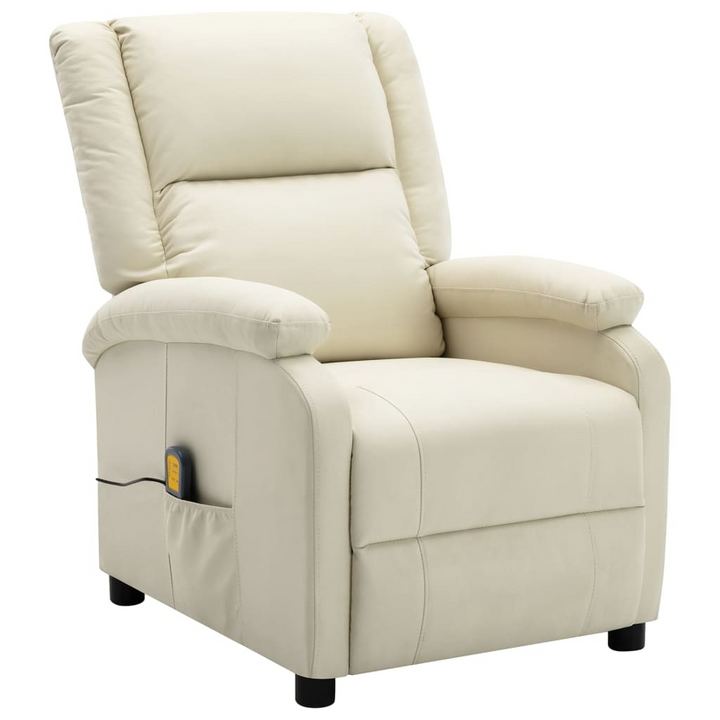 Cream White Faux Leather Massage Chair – Luxurious Comfort with Manual Reclining & Vibration Functions - Premium  from Home Treasures - Just £328.99! Shop now at Home Treasures