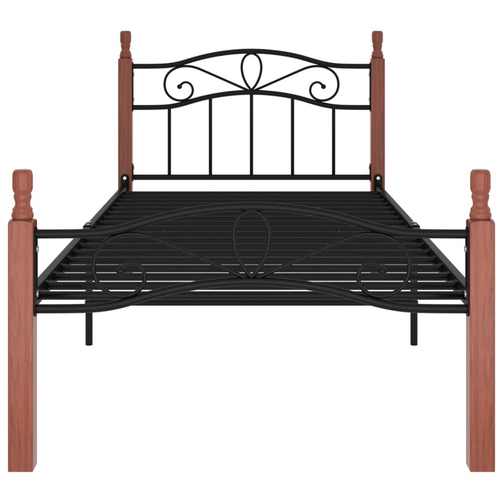 Stylish & Sturdy Bed Frame | Black Metal & Solid Oak Wood | 90x200 cm - Premium  from Home Treasures - Just £81.99! Shop now at Home Treasures