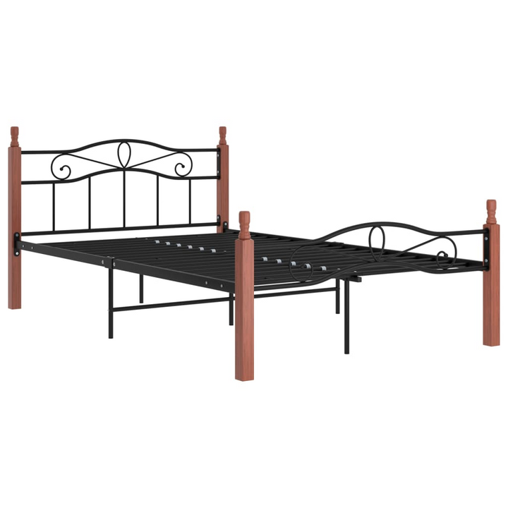 Elegant & Durable Black Metal and Solid Oak Wood Stylish Bed Frame - 120x200 cm - Premium  from Home Treasures - Just £144.99! Shop now at Home Treasures