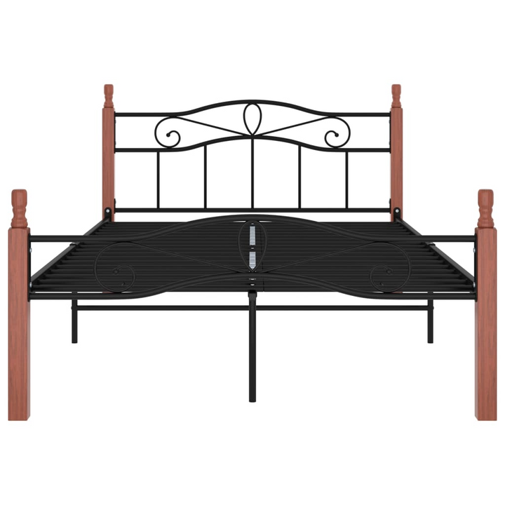 Elegant & Durable Black Metal and Solid Oak Wood Stylish Bed Frame - 120x200 cm - Premium  from Home Treasures - Just £144.99! Shop now at Home Treasures