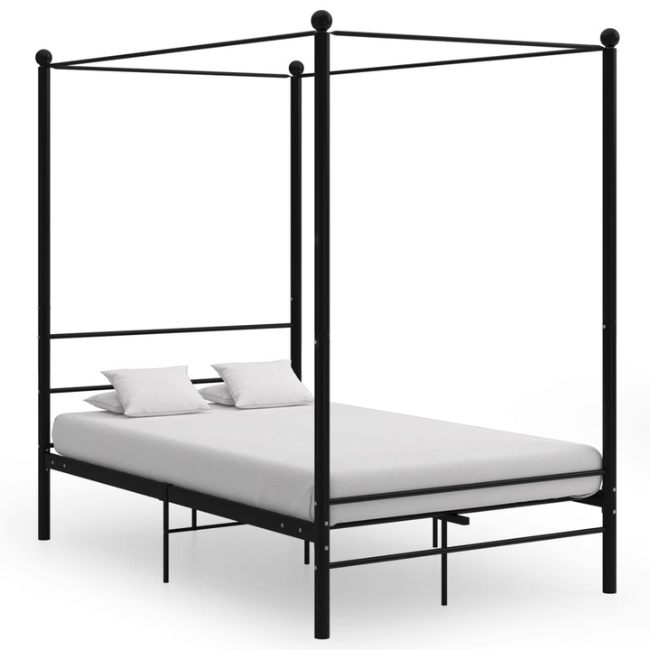 Elegant Black Metal Canopy Bed Frame | 140x200 cm | Sturdy & Stylish | Easy Assembly - Premium  from Home Treasures - Just £131.99! Shop now at Home Treasures