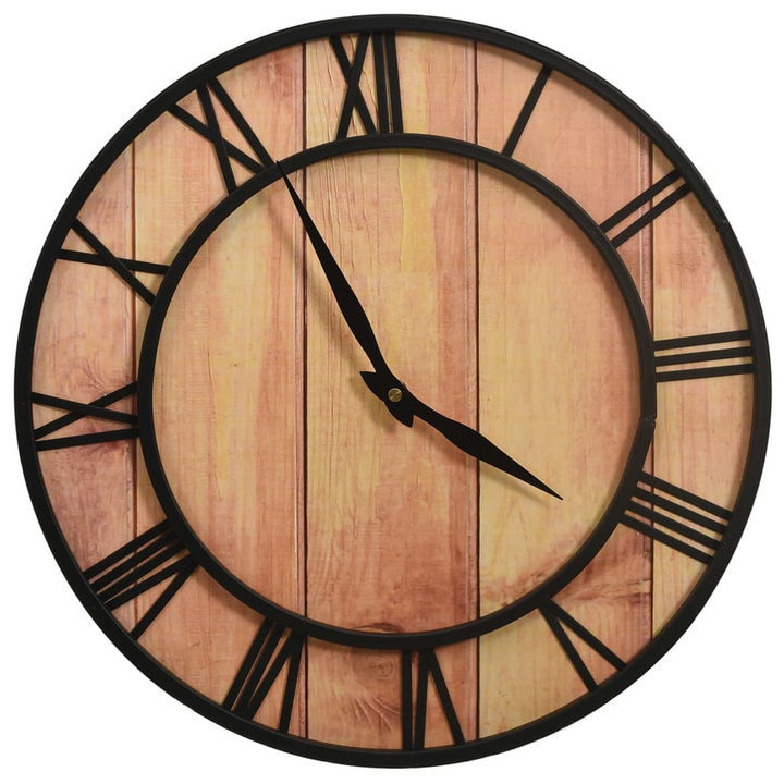 39 cm Brown & Black Wall Clock - Vintage Charm, Roman Numerals, Sturdy MDF & Iron - Premium  from Home Treasures - Just £32.99! Shop now at Home Treasures