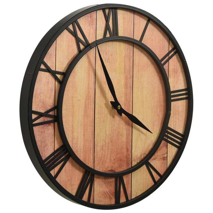 39 cm Brown & Black Wall Clock - Vintage Charm, Roman Numerals, Sturdy MDF & Iron - Premium  from Home Treasures - Just £32.99! Shop now at Home Treasures