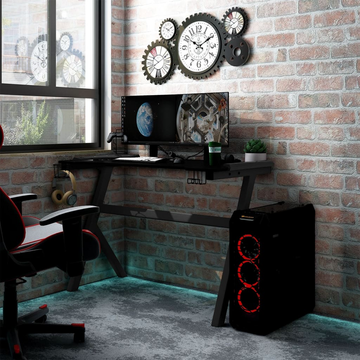 Gaming Desk with RGB LED Lights, Y-Shaped Legs, 90x60x75 cm - Black | Ultimate Gamer's Workstation - Premium  from Home Treasures - Just £121.99! Shop now at Home Treasures