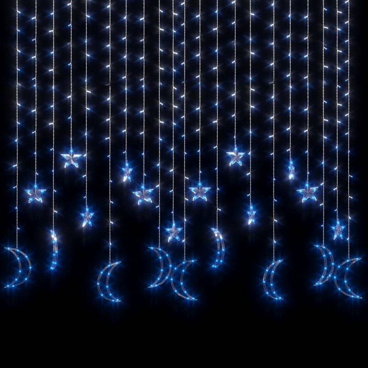 Star and Moon Fairy Lights with Remote Control - 345 LED, 8 Modes, Blue - Premium  from Home Treasures - Just £28.99! Shop now at Home Treasures