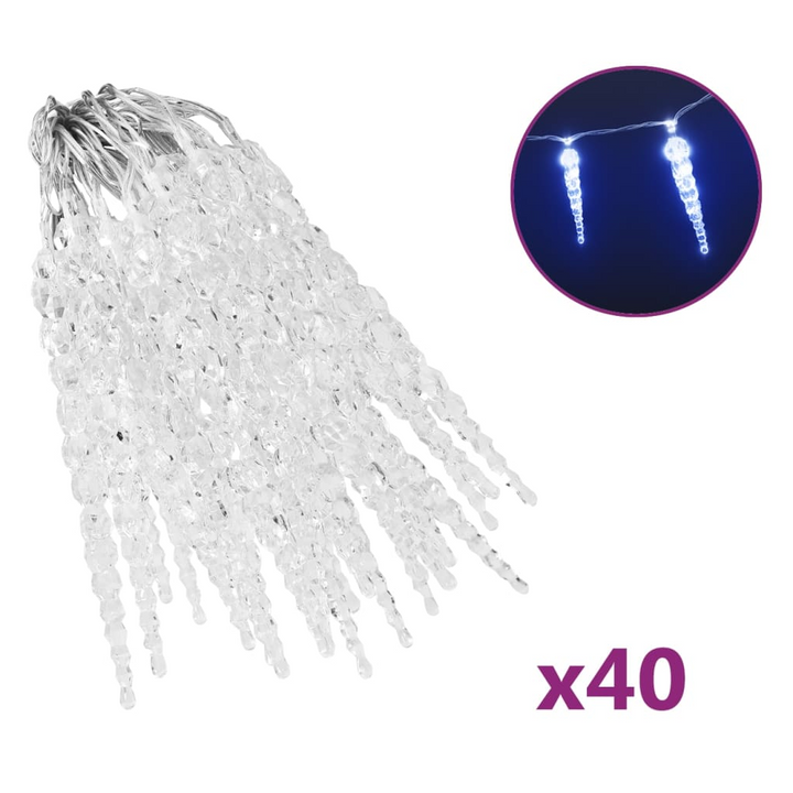 Christmas Icicle Lights 40 pcs Blue Acrylic with Remote Control - Festive LED Decoration for Indoors & Outdoors - Premium  from Home Treasures - Just £24.99! Shop now at Home Treasures