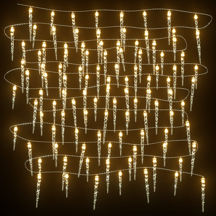 Christmas Icicle Lights - 40pcs Warm White Acrylic with Remote Control | Indoor & Outdoor Decorative LED Lighting - Premium  from Home Treasures - Just £26.99! Shop now at Home Treasures