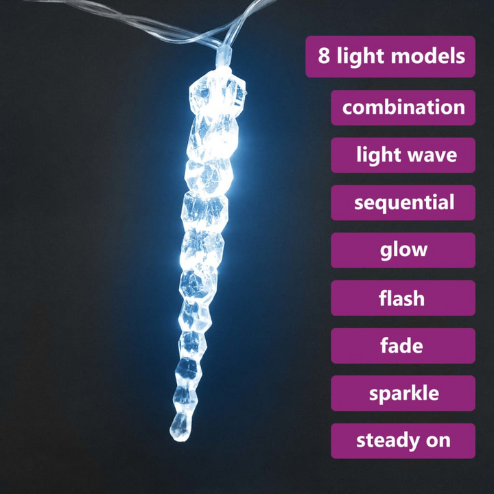 Christmas Icicle Lights 40pcs Cold White Acrylic with Remote Control - Outdoor & Indoor Decor - Premium  from Home Treasures - Just £29.99! Shop now at Home Treasures