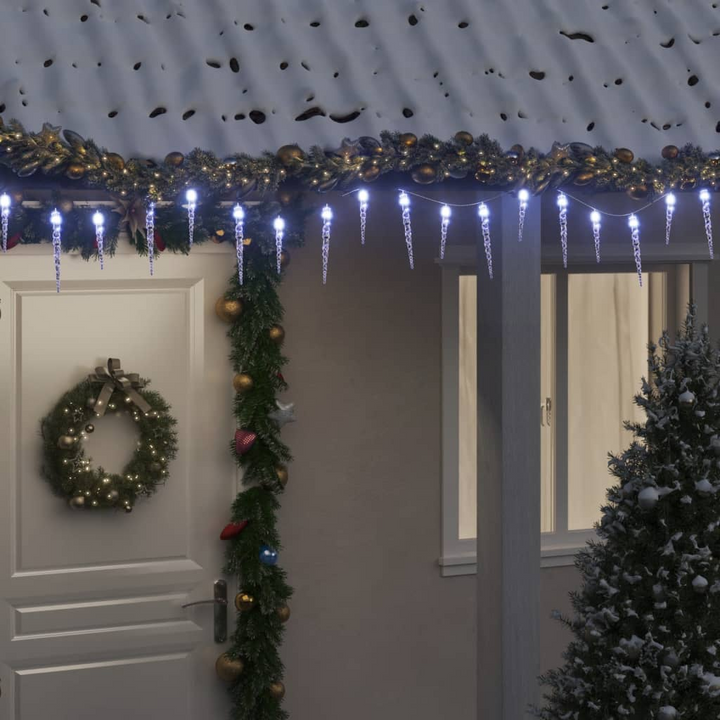 Christmas Icicle Lights 40pcs Cold White Acrylic with Remote Control - Outdoor & Indoor Decor - Premium  from Home Treasures - Just £29.99! Shop now at Home Treasures