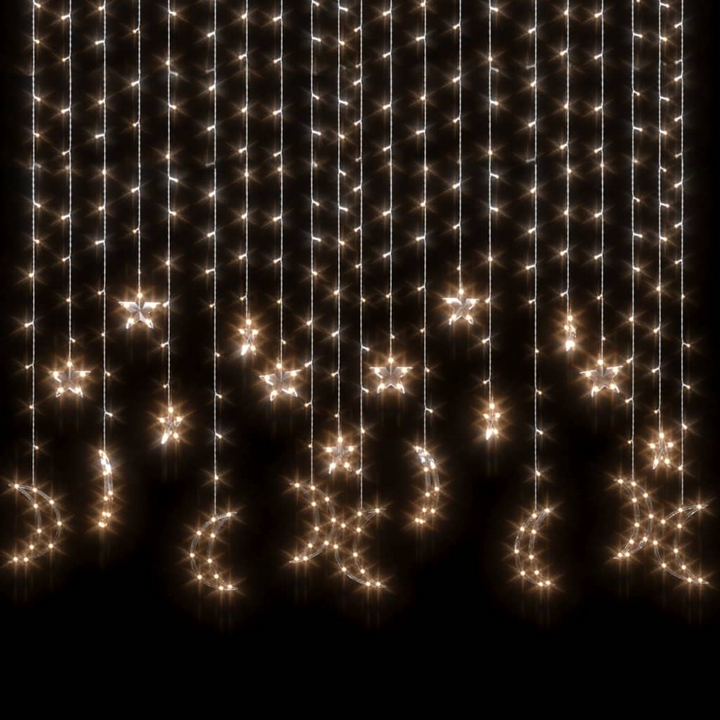 Star and Moon Fairy Lights with Remote Control - 345 Energy-Saving LEDs, Warm White for Parties, Christmas, and Weddings - Premium  from Home Treasures - Just £31.99! Shop now at Home Treasures