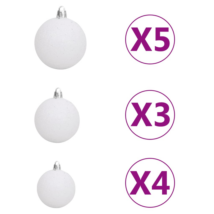 61 Piece Christmas Ball Set with Peak and 150 LEDs - White & Grey Shatterproof Ornaments with 8 Lighting Modes - Premium  from Home Treasures - Just £23.99! Shop now at Home Treasures