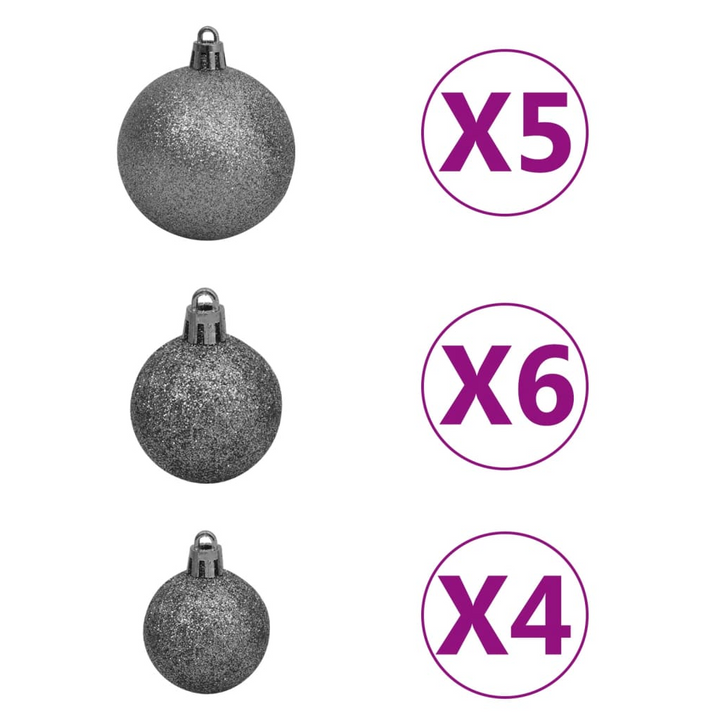 61 Piece Christmas Ball Set with Peak and 150 LEDs - White & Grey Shatterproof Ornaments with 8 Lighting Modes - Premium  from Home Treasures - Just £23.99! Shop now at Home Treasures