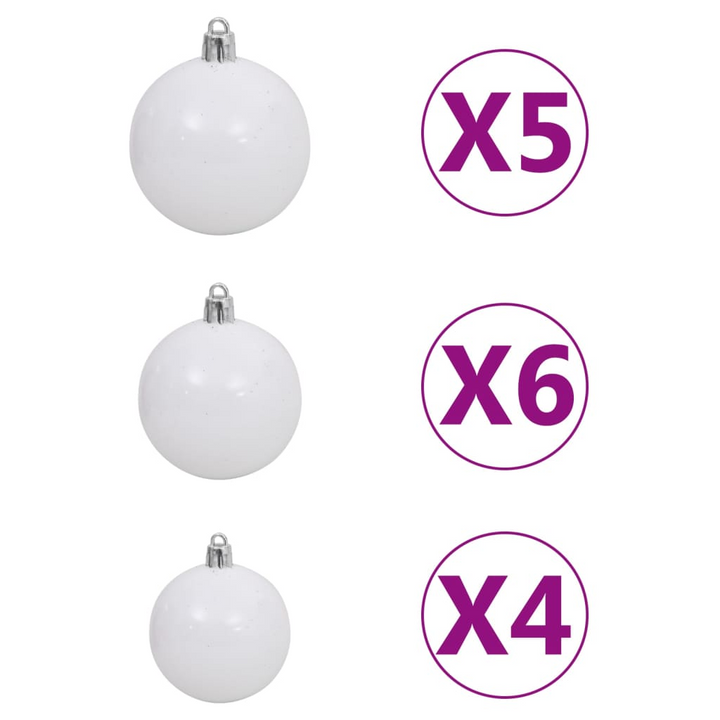 61 Piece Christmas Ball Set with Peak and 150 LEDs - White & Grey Shatterproof Ornaments with 8 Lighting Modes - Premium  from Home Treasures - Just £23.99! Shop now at Home Treasures