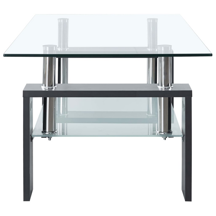 Stylish Coffee Table with Tempered Glass Top, 2-Layer Design, Grey and Transparent, 95x55x40 cm - Modern Living Room Furniture - Premium  from Home Treasures - Just £128.99! Shop now at Home Treasures