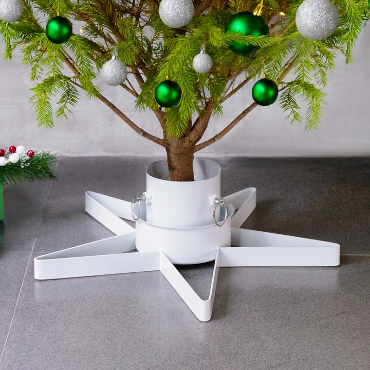 Christmas Tree Stand White - Stable Metal Frame, Water Container, Suitable for Real Trees - Premium  from Home Treasures - Just £23.99! Shop now at Home Treasures