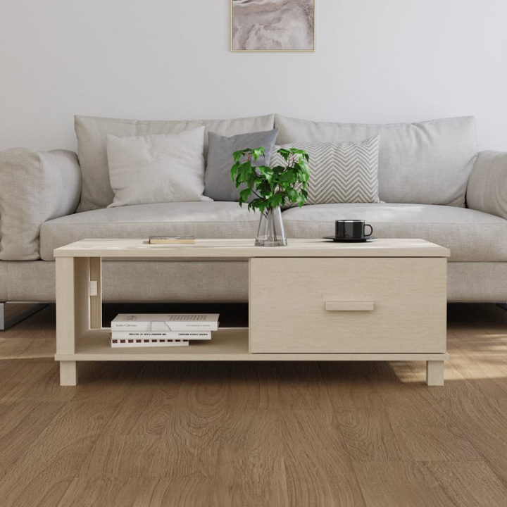 HAMAR Coffee Table in Honey Brown - 100x55x35 cm Solid Pine Wood with Storage Drawer - Premium  from Home Treasures - Just £80.99! Shop now at Home Treasures