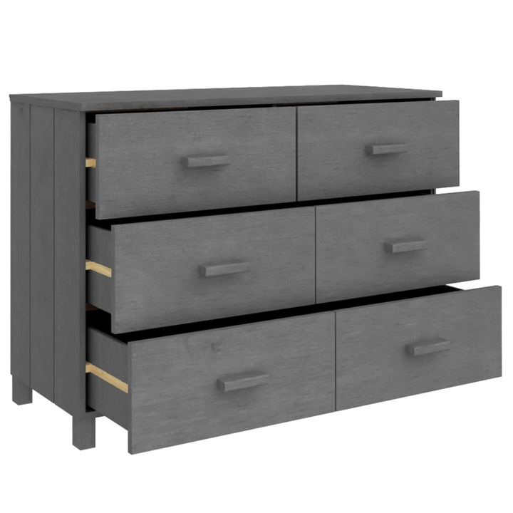 HAMAR Elegant Sideboard in Dark Grey - Solid Pine Wood with 6 Spacious Drawers | 113x40x80 cm - Premium  from Home Treasures - Just £181.99! Shop now at Home Treasures