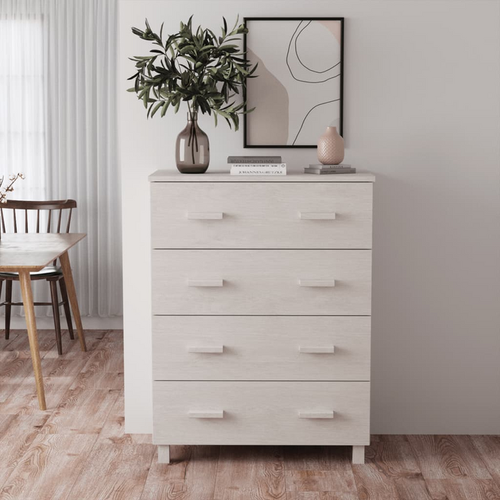 HAMAR White Solid Wood Pine Sideboard with 4 Drawers - 79x40x103.5 cm | Elegant & Durable Storage Solution - Premium  from Home Treasures - Just £163.99! Shop now at Home Treasures