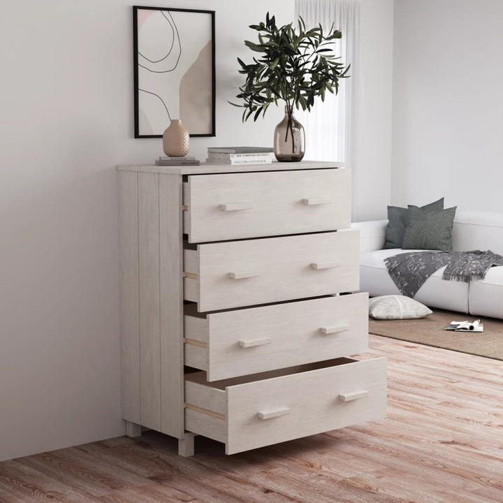 HAMAR White Solid Wood Pine Sideboard with 4 Drawers - 79x40x103.5 cm | Elegant & Durable Storage Solution - Premium  from Home Treasures - Just £163.99! Shop now at Home Treasures