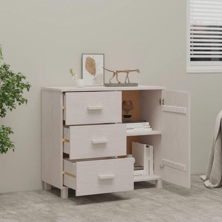 HAMAR Sideboard - Elegant White Storage Solution in Solid Pinewood, 90x40x80 cm - Premium  from Home Treasures - Just £166.99! Shop now at Home Treasures