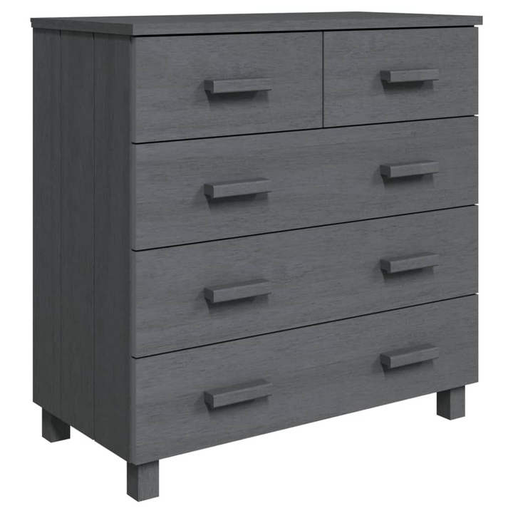 HAMAR Sideboard in Dark Grey, Solid Pine Wood, 79x40x80 cm, 5 Drawers - Elegant Home Storage Solution - Premium  from Home Treasures - Just £137.99! Shop now at Home Treasures