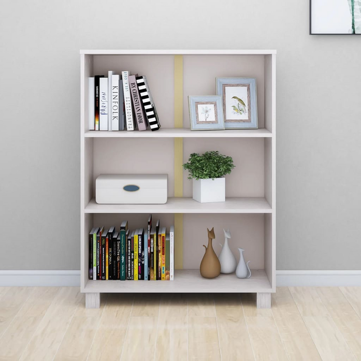 HAMAR Book Cabinet in White - 85x35x112 cm Solid Pine Wood Shelving Unit for Home - Premium  from Home Treasures - Just £74.99! Shop now at Home Treasures