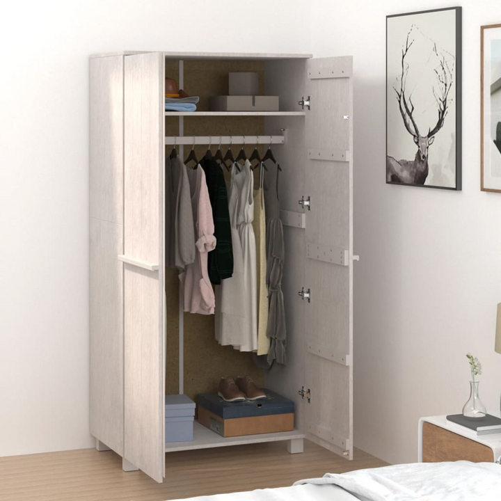 HAMAR Wardrobe - Elegant White Solid Pine Wood Storage, 89x50x180 cm - Premium  from Home Treasures - Just £261.99! Shop now at Home Treasures