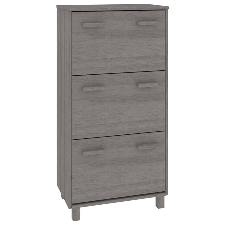 HAMAR Solid Wood Shoe Cabinet - Light Grey, 3 Flip-Drawers, 59.5x35x117 cm - Durable & Stylish Storage Solution - Premium  from Home Treasures - Just £119.99! Shop now at Home Treasures