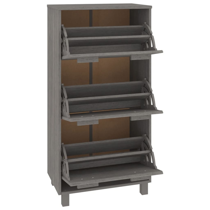 HAMAR Solid Wood Shoe Cabinet - Light Grey, 3 Flip-Drawers, 59.5x35x117 cm - Durable & Stylish Storage Solution - Premium  from Home Treasures - Just £119.99! Shop now at Home Treasures