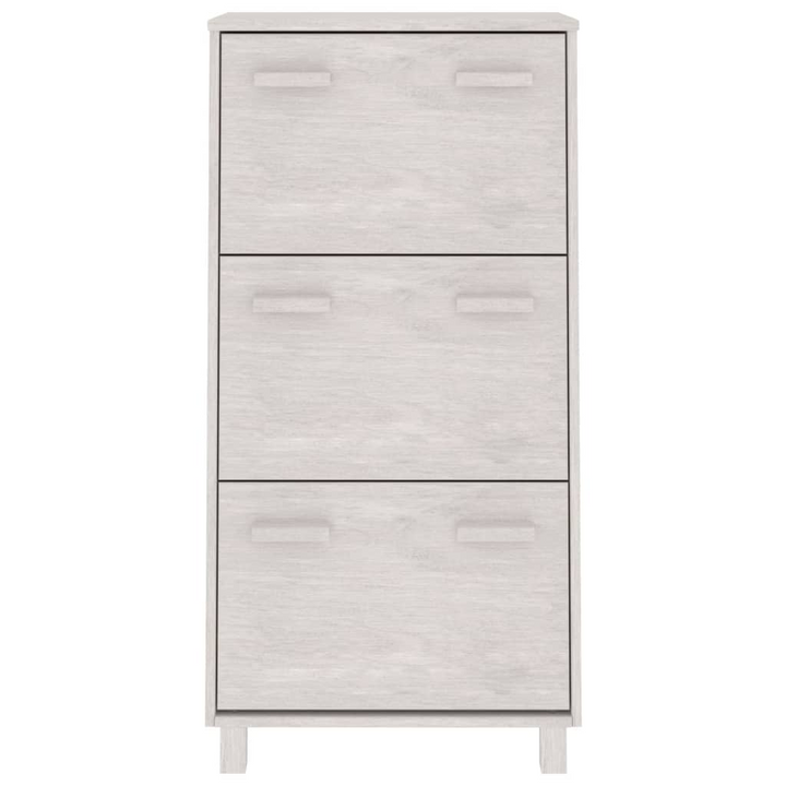 HAMAR White Shoe Cabinet | Solid Pine Wood Shoe Storage | 3 Flip-Drawers | 59.5x35x117 cm - Premium  from Home Treasures - Just £126.99! Shop now at Home Treasures