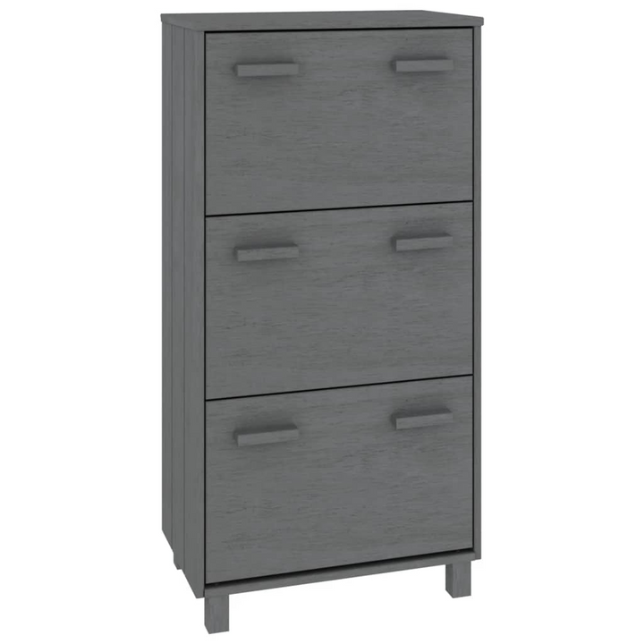 HAMAR Dark Grey Shoe Cabinet - Solid Wood Pine, 3 Flip-Drawers, 59.5x35x117 cm | Modern Storage Solution - Premium  from Home Treasures - Just £122.99! Shop now at Home Treasures