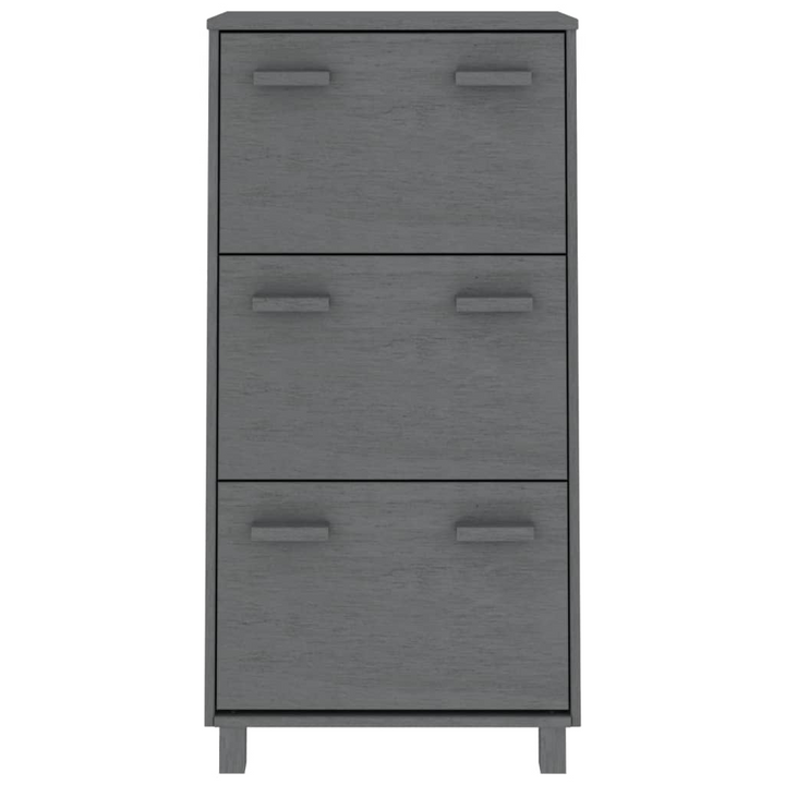 HAMAR Dark Grey Shoe Cabinet - Solid Wood Pine, 3 Flip-Drawers, 59.5x35x117 cm | Modern Storage Solution - Premium  from Home Treasures - Just £122.99! Shop now at Home Treasures