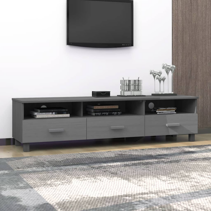 HAMAR Dark Grey Solid Wood Pine TV Cabinet - 158x40x40 cm | Stylish & Functional Storage Unit - Premium  from Home Treasures - Just £108.99! Shop now at Home Treasures