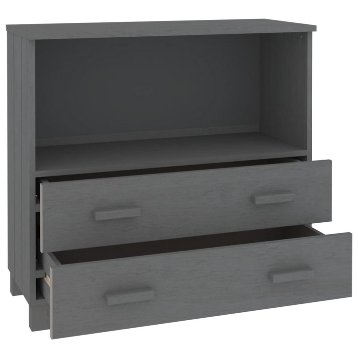 HAMAR Solid Wood Sideboard - Dark Grey, 85x35x80 cm, Pinewood Storage Cabinet with 2 Drawers - Durable and Elegant Storage Solution - Premium  from Home Treasures - Just £76.99! Shop now at Home Treasures