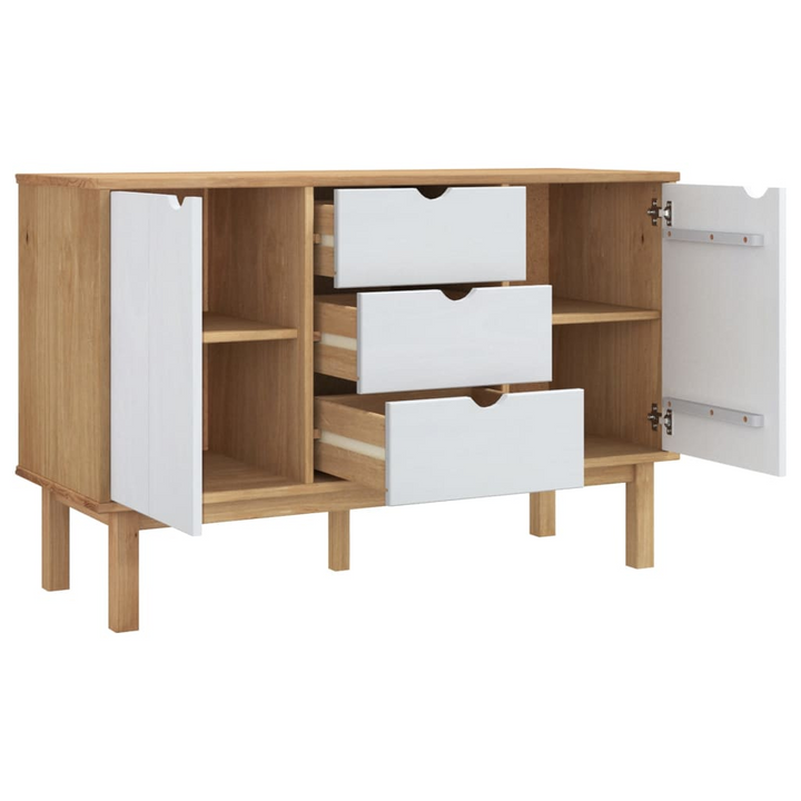 OTTA Sideboard - Scandinavian Design, Solid Pine Wood, Brown & White, 113.5x43x73 cm - Premium  from Home Treasures - Just £209.99! Shop now at Home Treasures