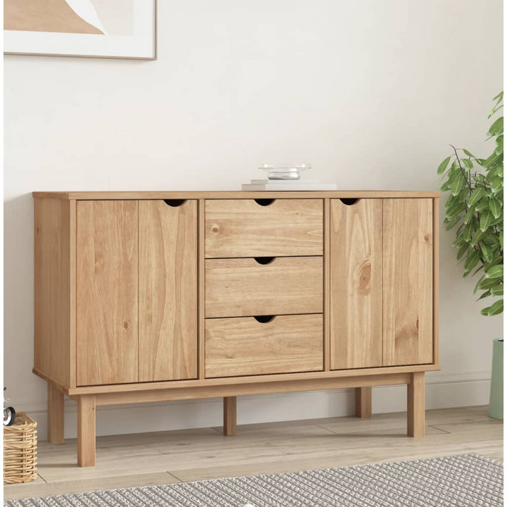 OTTA Sideboard 113.5x43x73 cm | Solid Pine Wood | 3 Drawers & 2 Compartments | Scandinavian Design - Premium  from Home Treasures - Just £185.99! Shop now at Home Treasures