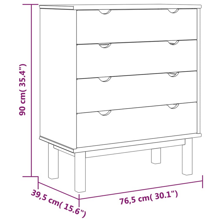 OTTA Drawer Cabinet,  Brown & Grey 76.5x39.5x90cm Solid Wood Pine - Scandinavian Style Storage - Premium  from Home Treasures - Just £148.99! Shop now at Home Treasures