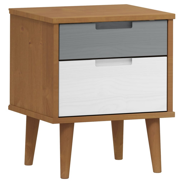 MOLDE Solid Pine Wood Bedside Cabinet – Elegant Brown Nightstand with 2 Drawers, 40x35x48 cm - Premium  from Home Treasures - Just £75.99! Shop now at Home Treasures