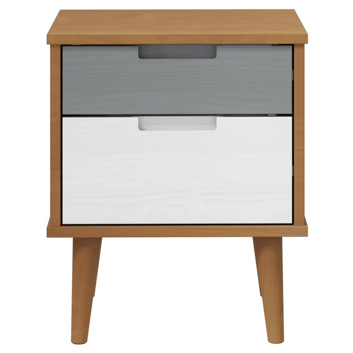 MOLDE Solid Pine Wood Bedside Cabinet – Elegant Brown Nightstand with 2 Drawers, 40x35x48 cm - Premium  from Home Treasures - Just £75.99! Shop now at Home Treasures