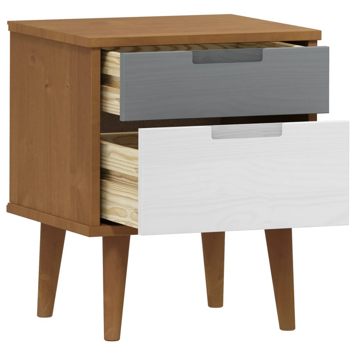 MOLDE Solid Pine Wood Bedside Cabinet – Elegant Brown Nightstand with 2 Drawers, 40x35x48 cm - Premium  from Home Treasures - Just £75.99! Shop now at Home Treasures